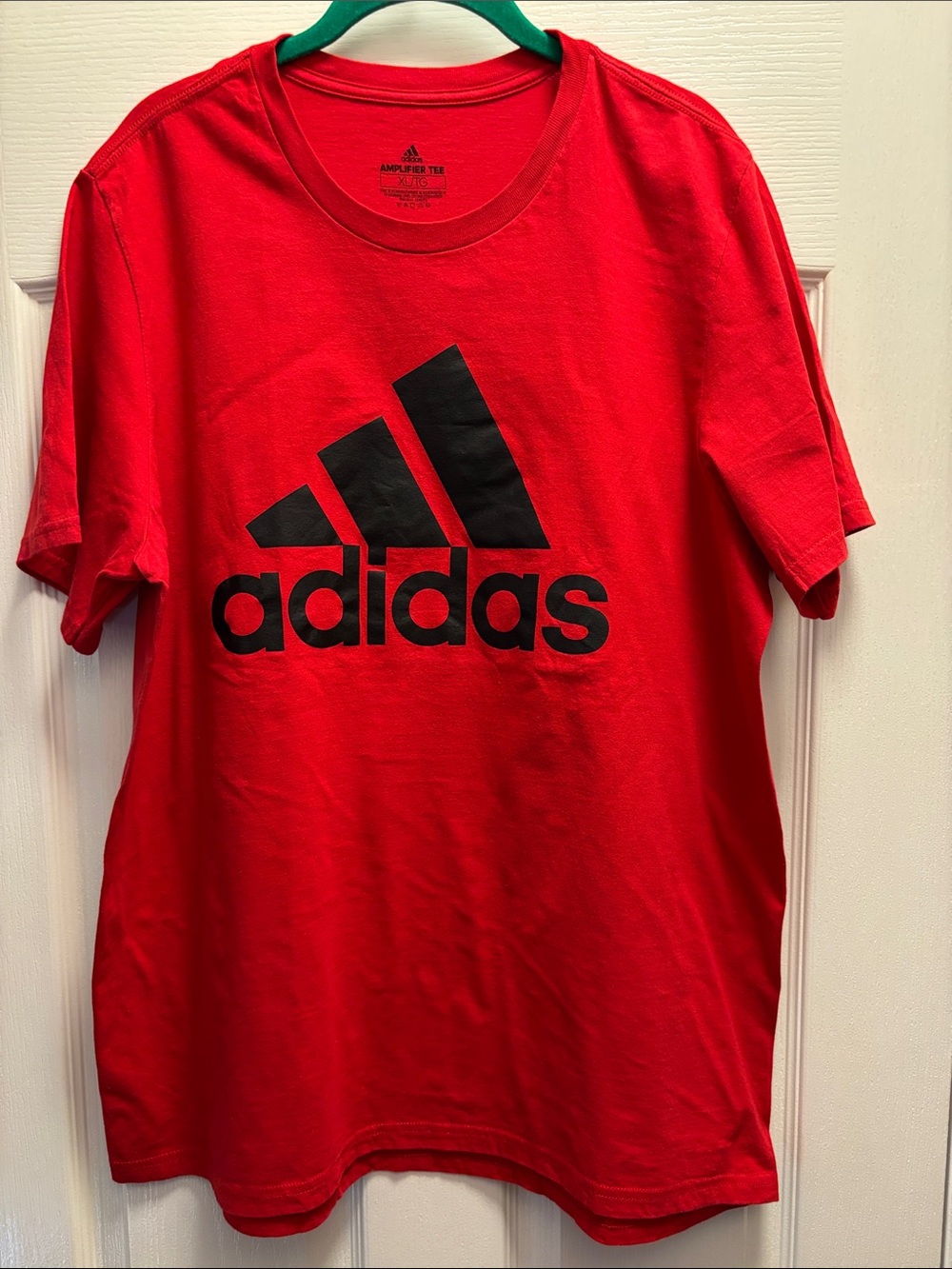 Adidas Red Short-Sleeve Tee with Black Logo